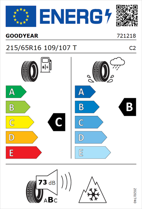 Tyre Label for Goodyear Vector 4Seasons Cargo 215/65R16 109/107T